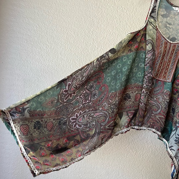 Sundance Womens S Embroidered Beaded Tank Top Long Sides Flowy Silky Fairycore - Picture 7 of 15